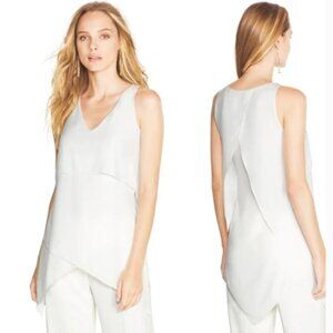 White House Black Market Petal Back Tiered Tunic Top Sz XXS Crema White 254C